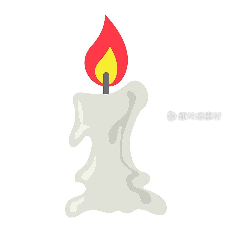 蜡烛图标平图标，万圣节和恐怖，复活节标志矢量图形，一个彩色的固体图案在白色的背景，eps 10。